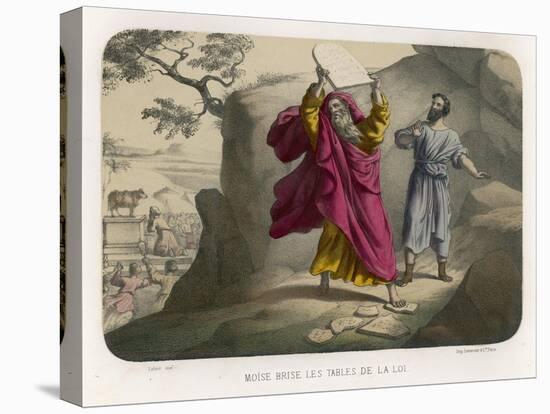 Moses Breaks the Tables of the Law on Which the Ten Commandments are Inscribed-Auguste Leloir-Stretched Canvas