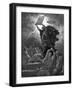 Moses breaks the tablets of the law, engraving - Bible-Gustave Dore-Framed Giclee Print