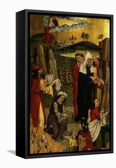 Moses Brings Forth Water from Rock and Manna from Desert, Gothic Czechoslovakian, 1480-90-null-Framed Stretched Canvas