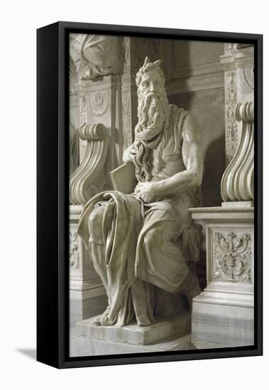 Moses, by Michelangelo-null-Framed Stretched Canvas
