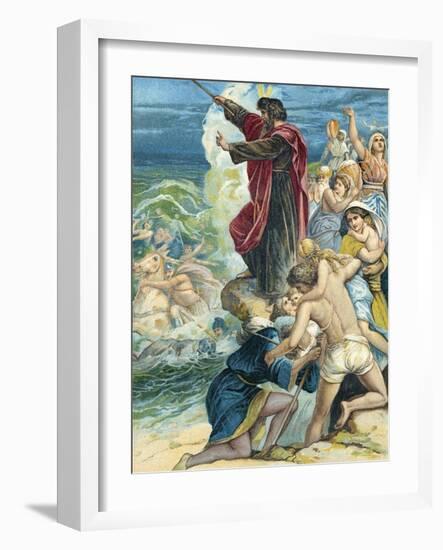 Moses Crossing the Red Sea-German School-Framed Giclee Print