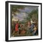 Moses Defending the Daughters of Jethro-Charles Le Brun-Framed Giclee Print