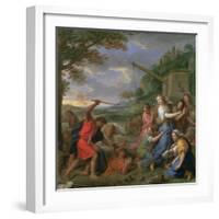 Moses Defending the Daughters of Jethro-Charles Le Brun-Framed Giclee Print