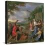 Moses Defending the Daughters of Jethro-Charles Le Brun-Stretched Canvas