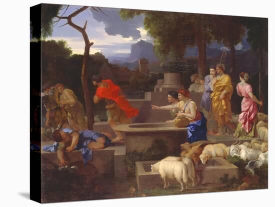Moses Defending the Daughters of Jethro-Sebastien Bourdon-Stretched Canvas