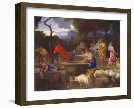 Moses Defending the Daughters of Jethro-Sebastien Bourdon-Framed Giclee Print