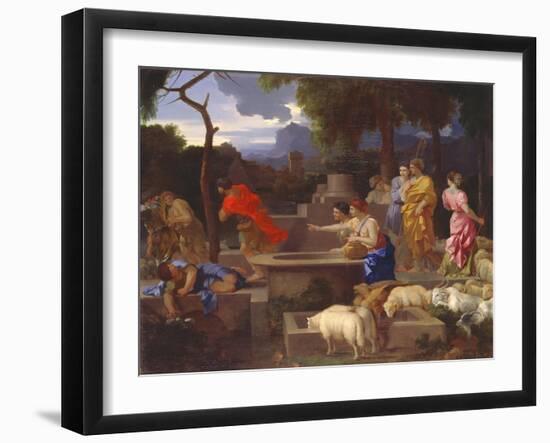 Moses Defending the Daughters of Jethro-Sebastien Bourdon-Framed Giclee Print