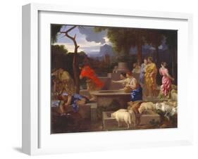 Moses Defending the Daughters of Jethro-Sebastien Bourdon-Framed Giclee Print