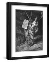 Moses Descending from Mount Sinai with the Tablets of the Law (Ten Commandment), 1866-Gustave Doré-Framed Premium Giclee Print