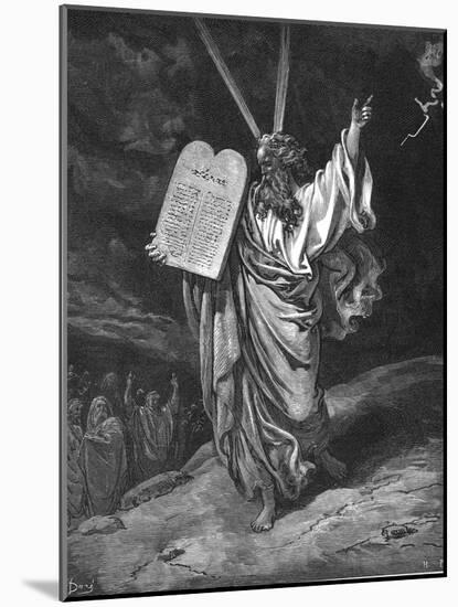 Moses Descending from Mount Sinai with the Tablets of the Law (Ten Commandment), 1866-Gustave Doré-Mounted Giclee Print