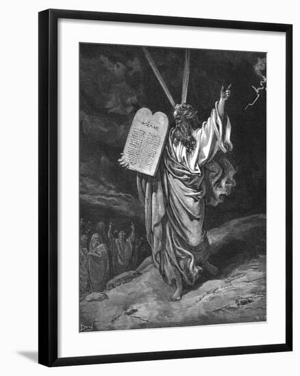 Moses Descending from Mount Sinai with the Tablets of the Law (Ten Commandment), 1866-Gustave Doré-Framed Giclee Print