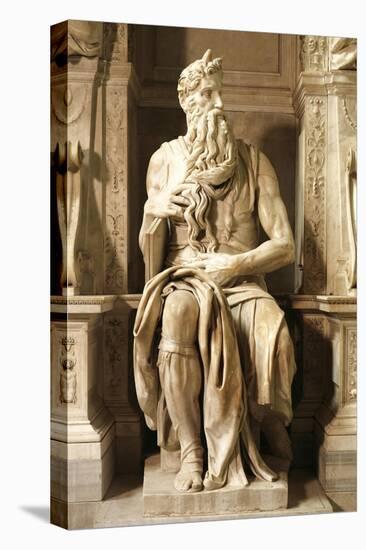 Moses, Detail from Tomb of Julius II-Michelangelo Buonarroti-Stretched Canvas