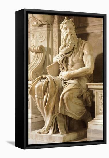 Moses, Detail from Tomb of Julius II-Michelangelo Buonarroti-Framed Stretched Canvas