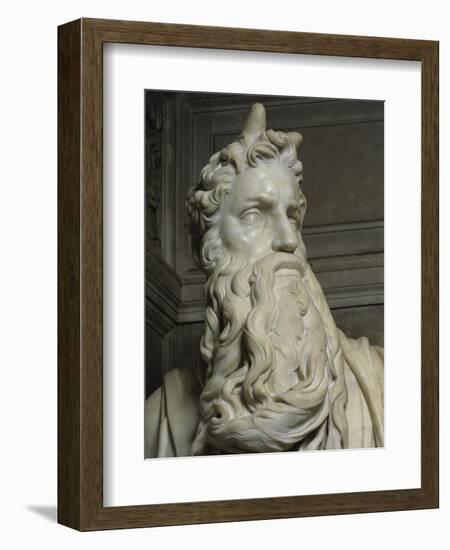 Moses (Detail of Face)-Michelangelo Buonarroti-Framed Giclee Print