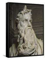 Moses (Detail of Face)-Michelangelo Buonarroti-Framed Stretched Canvas