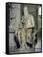 Moses (Full View, Right Side)-Michelangelo Buonarroti-Framed Stretched Canvas