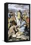 Moses Giving the Tablets with the Ten Commandments to the People of Israel-null-Framed Stretched Canvas