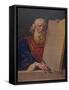 Moses holding the tablets inscribed with the Ten Commandments.-Stocktrek Images-Framed Stretched Canvas