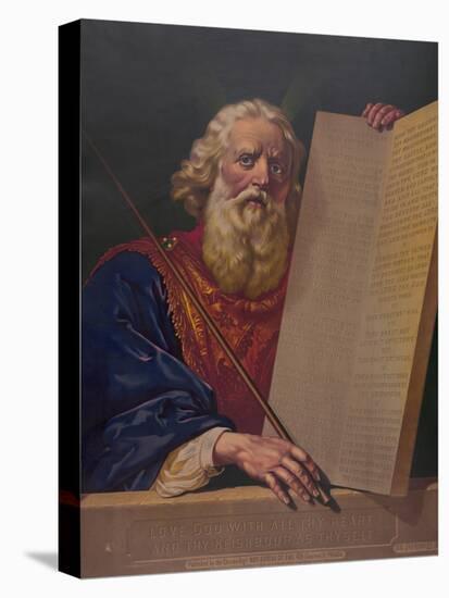 Moses holding the tablets inscribed with the Ten Commandments.-Stocktrek Images-Stretched Canvas