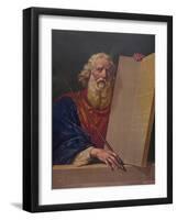 Moses holding the tablets inscribed with the Ten Commandments.-Stocktrek Images-Framed Art Print