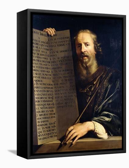 Moses Holding the Ten Commandments-Philippe De Champaigne-Framed Stretched Canvas