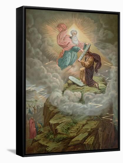Moses Receives the Tablets of the Law from God on Mount Sinai-null-Framed Stretched Canvas