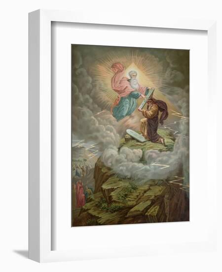 Moses Receives the Tablets of the Law from God on Mount Sinai-null-Framed Giclee Print