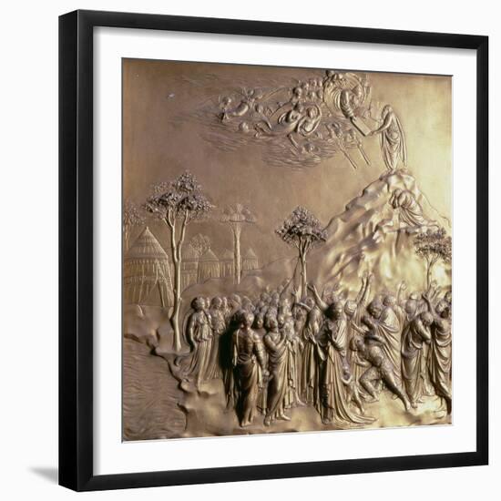 Moses Receiving the Tablets of the Law, One of Ten Relief Panels-Lorenzo Ghiberti-Framed Giclee Print