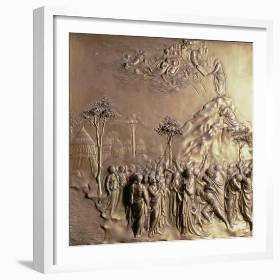 Moses Receiving the Tablets of the Law, One of Ten Relief Panels-Lorenzo Ghiberti-Framed Giclee Print