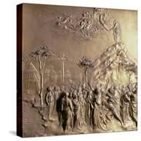 Moses Receiving the Tablets of the Law, One of Ten Relief Panels-Lorenzo Ghiberti-Stretched Canvas