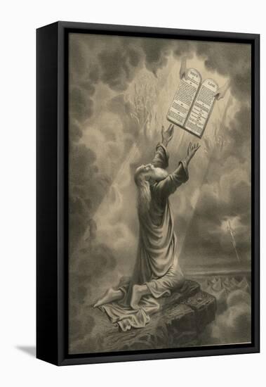 Moses Receiving the Ten Commandments-Science Source-Framed Stretched Canvas