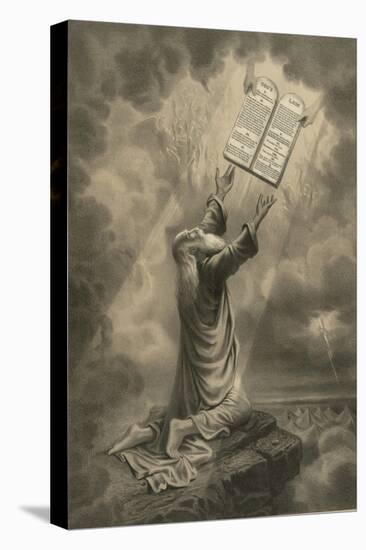 Moses Receiving the Ten Commandments-Science Source-Stretched Canvas