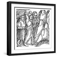 Moses Striking the Rock in the Wilderness and Producing Water, 1557-null-Framed Giclee Print