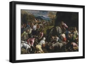 Moses Striking Water from the Rock-Jacopo Bassano-Framed Giclee Print