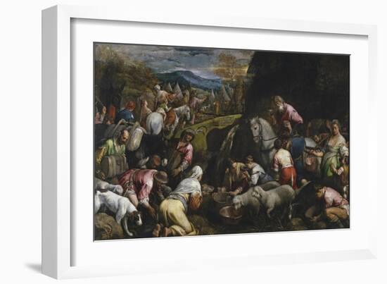 Moses Striking Water from the Rock-Jacopo Bassano-Framed Giclee Print