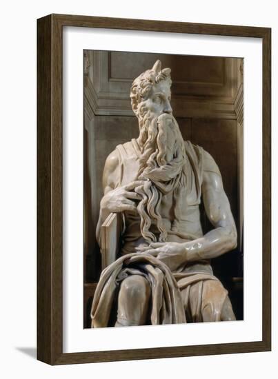 Moses, Tomb of Giulio II-Michelangelo-Framed Art Print