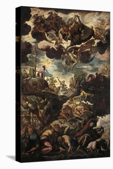 Moses with Bronze Serpent During the Plague of Snakes-Jacopo Robusti Tintoretto-Stretched Canvas