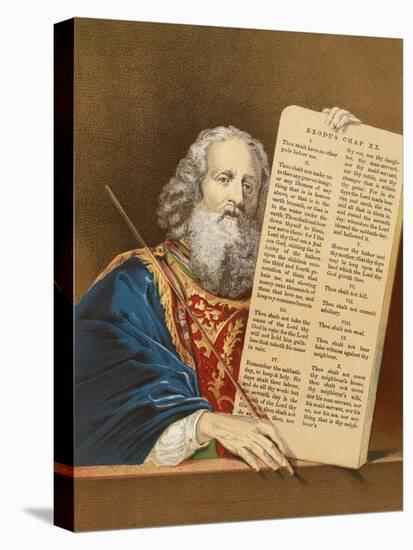Moses with the Tables of the Law-English-Stretched Canvas