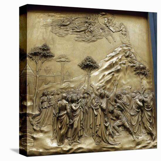 Moses with the Tablets of Law. Gates of Paradise. Baptistry. Florence. Italy-null-Stretched Canvas