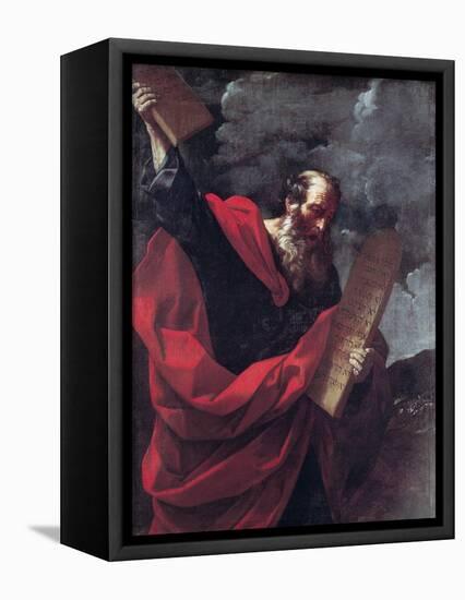 Moses with the Tablets of the Law-Guido Reni-Framed Stretched Canvas