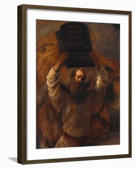 Moses with the Ten Commandments, 1659-Rembrandt van Rijn-Framed Premium Giclee Print