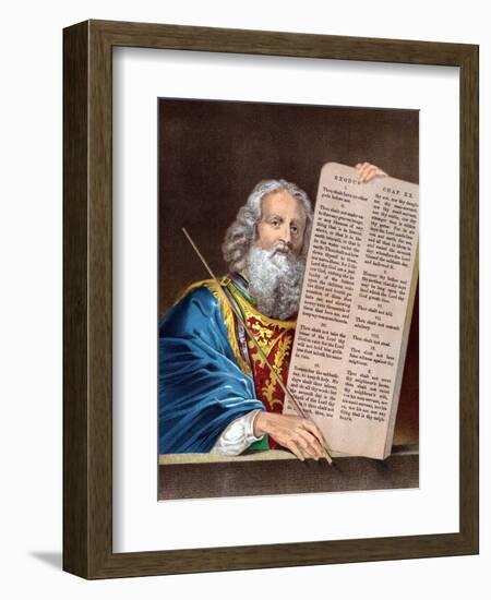 Moses with the Ten Commandments, Mid 19th Century-null-Framed Giclee Print