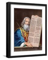 Moses with the Ten Commandments, Mid 19th Century-null-Framed Giclee Print