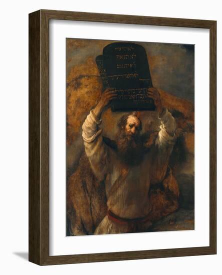 Moses with the Ten Commandments-Rembrandt van Rijn-Framed Giclee Print