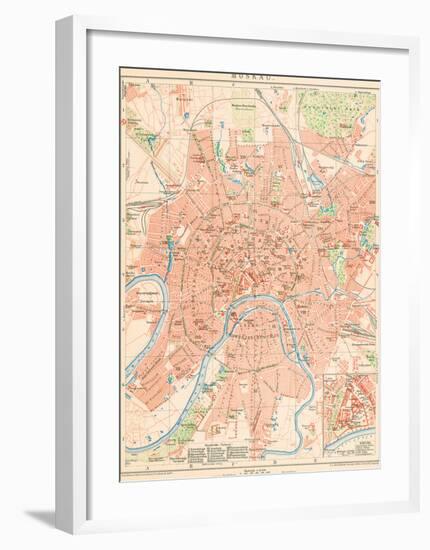 'Moskau' - A Map Of Moscow, 1892-Friedrich Arnold Brockhaus-Framed Giclee Print