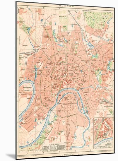 'Moskau' - A Map Of Moscow, 1892-Friedrich Arnold Brockhaus-Mounted Giclee Print