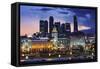 Moskva-City Skyline at Dusk-Jon Hicks-Framed Stretched Canvas