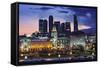 Moskva-City Skyline at Dusk-Jon Hicks-Framed Stretched Canvas