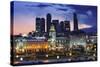 Moskva-City Skyline at Dusk-Jon Hicks-Stretched Canvas