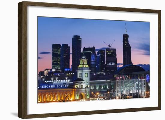 Moskva-City Skyline at Dusk-Jon Hicks-Framed Photographic Print